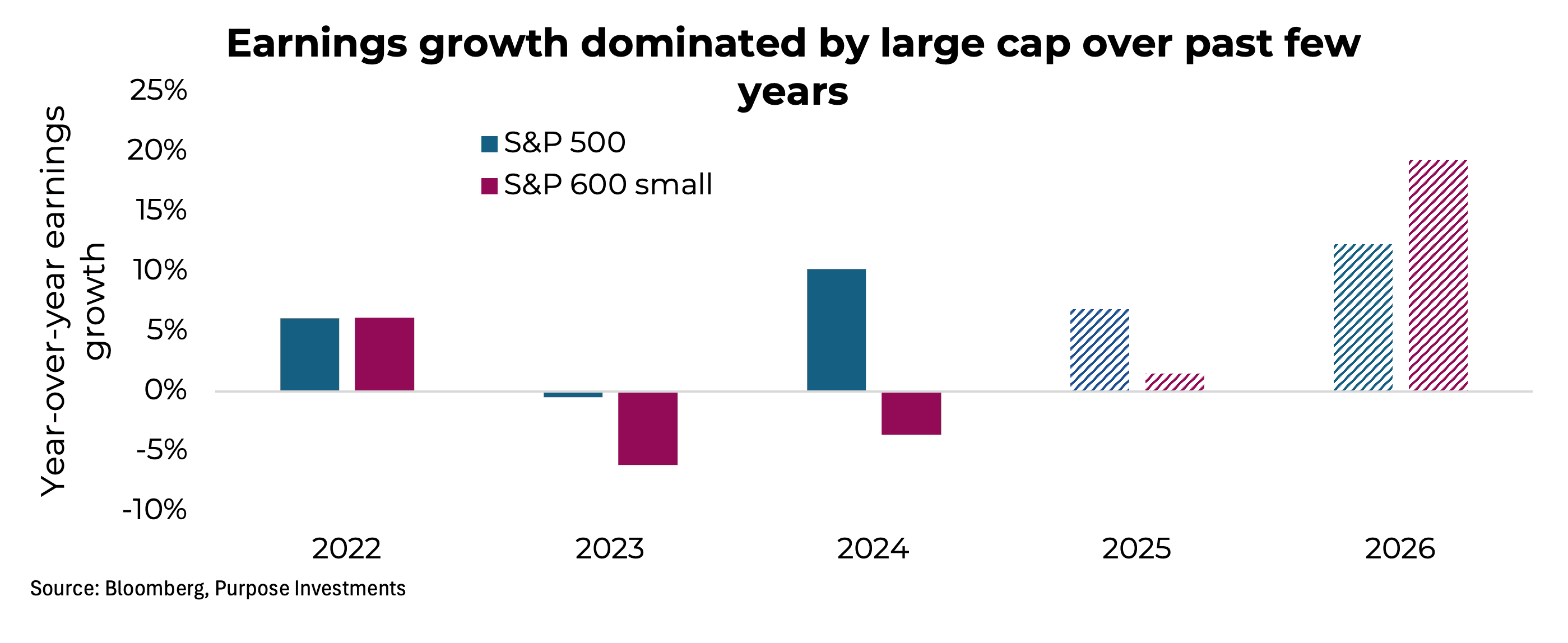 Earnings growth dominated by large cap over past few years