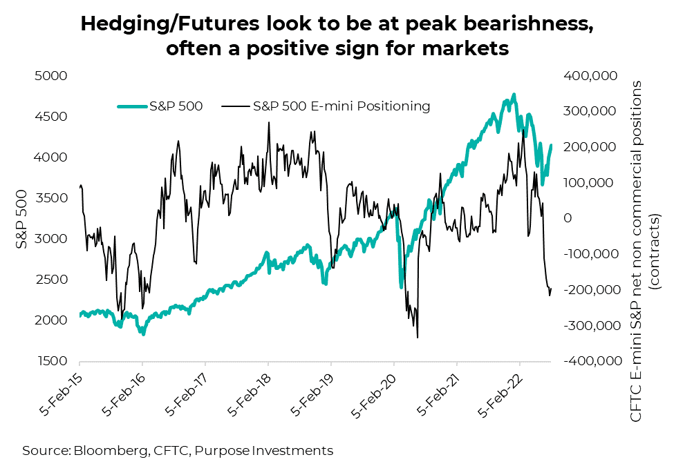 Hedging/Futures look to be at peak bearishness, often a positive sign for markets